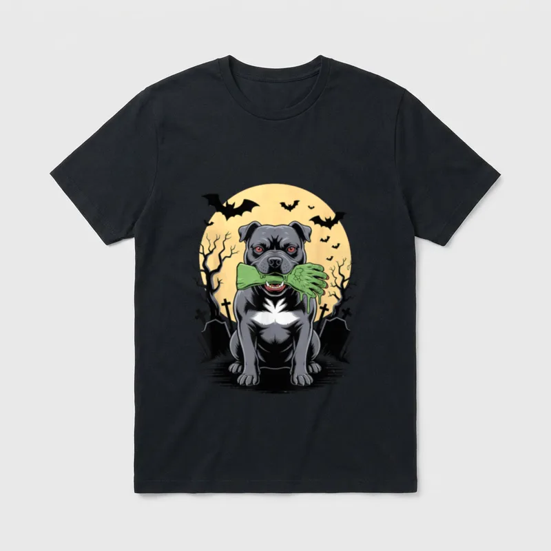Halloween Mond Zombie Hand T-Shirt – Klassisches T-Shirt in Schwarz