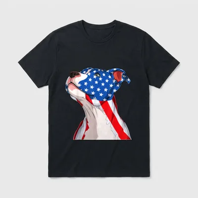 Pitbull Hund Amerikanische Flagge T-Shirt – Klassisches T-Shirt in Schwarz