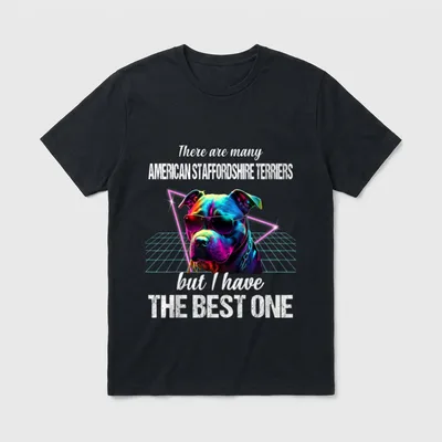 American Staffordshire Terrier Hund T-Shirt 0122 – Klassisches T-Shirt in Schwarz