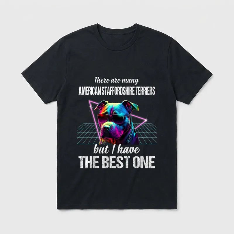American Staffordshire Terrier Hund T-Shirt 0122 – Klassisches T-Shirt in Schwarz