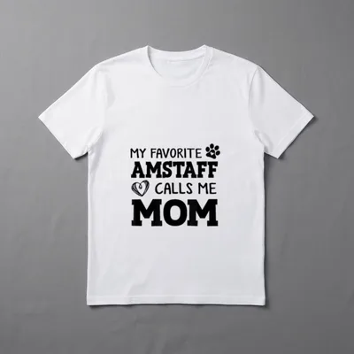 Dog Breed Amstaff Mom T-Shirt – Klassisches T-Shirt in Schwarz
