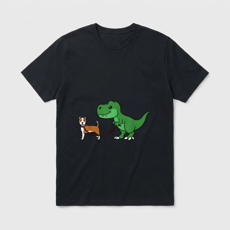 T-Rex Dinosaur Walking American T-Shirt – Klassisches T-Shirt in Schwarz