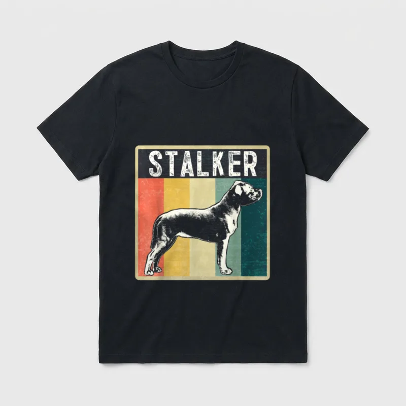 Retro American Staffordshire Terrier T-Shirt 0140 – Klassisches T-Shirt in Schwarz