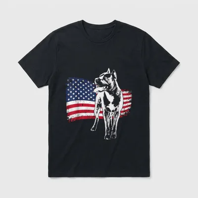 Vintage American Staffordshire Terrier T-Shirt 0142 – Klassisches T-Shirt in Schwarz