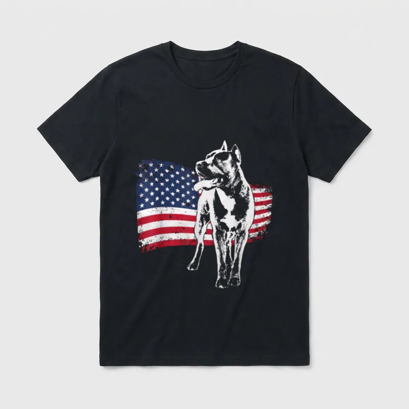 Vintage American Staffordshire Terrier T-Shirt 0142 – Klassisches T-Shirt in Schwarz
