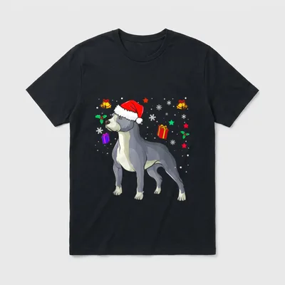 Weihnachten Pitbull Hund Motiv T-Shirt – Klassisches T-Shirt in Schwarz