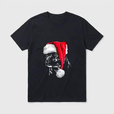Staffordshire Bullterrier Weihnachtsmann Weihnachten T-Shirt – Klassisches T-Shirt in Schwarz
