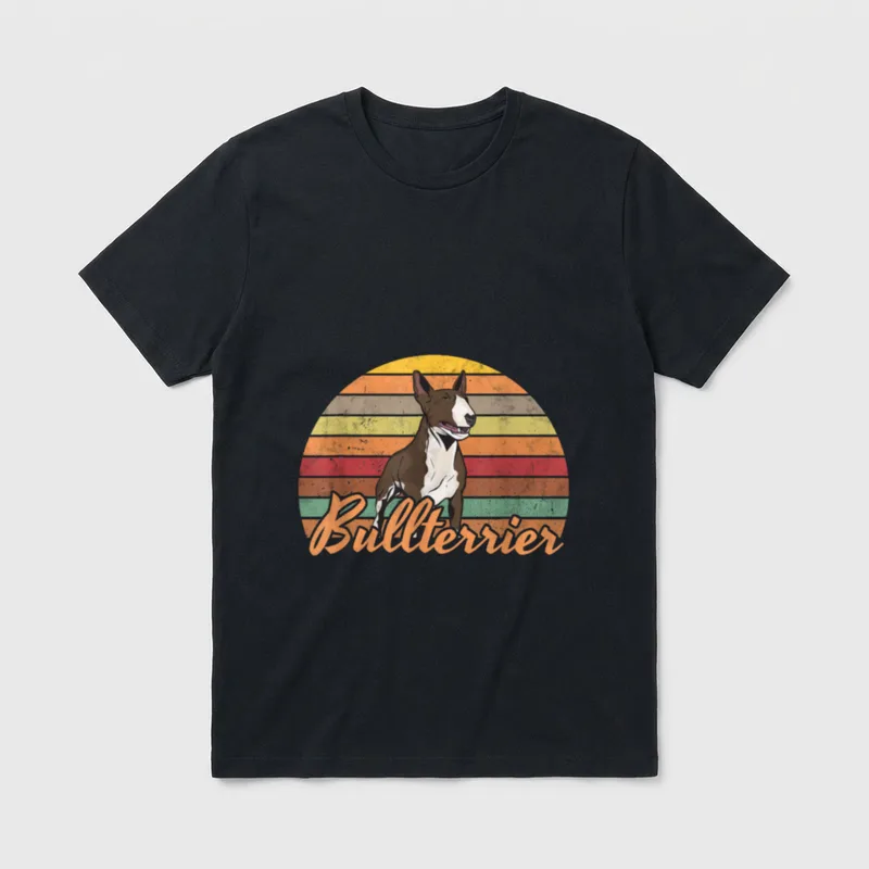Bullterrier Retro Bull Terrier T-Shirt – Klassisches T-Shirt in Schwarz