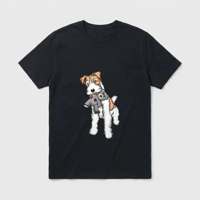 Wire Fox Terrier Plüsch T-Shirt – Klassisches T-Shirt in Schwarz