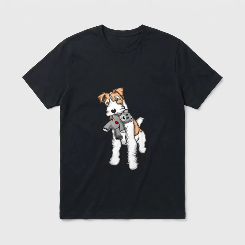 Wire Fox Terrier Plüsch T-Shirt – Klassisches T-Shirt in Schwarz