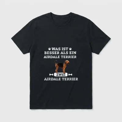 Zwei Airedale Terrier Design T-Shirt – Klassisches T-Shirt in Schwarz