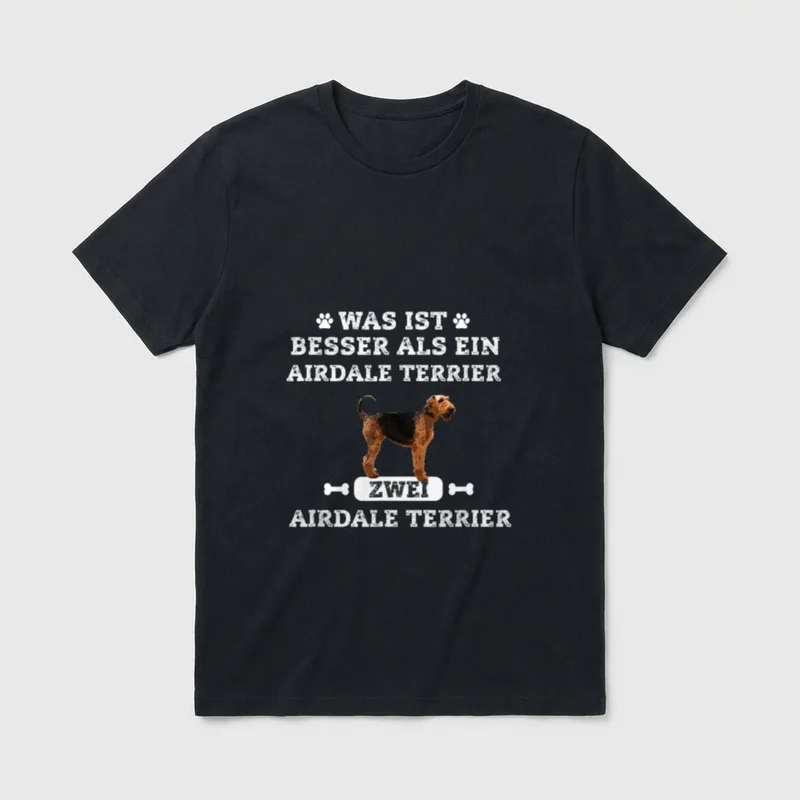Zwei Airedale Terrier Design T-Shirt – Klassisches T-Shirt in Schwarz