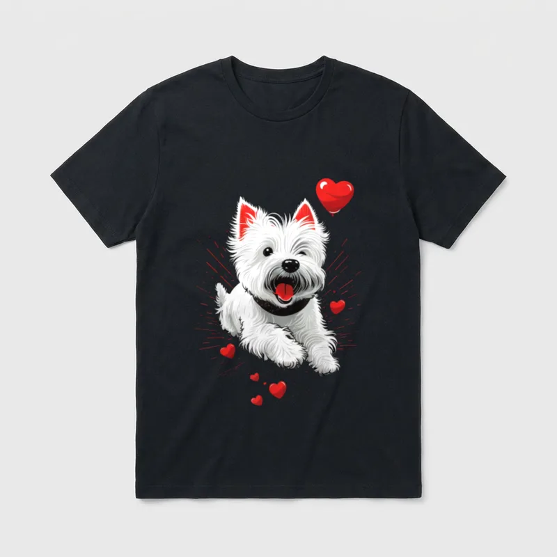 Westie Love Heart on T-Shirt – Klassisches T-Shirt in Schwarz