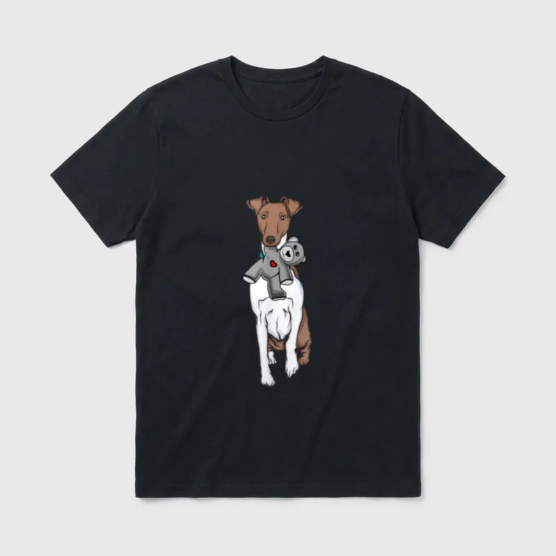 Foxterrier Glatthaar Kuscheltier Foxterrier T-Shirt – Klassisches T-Shirt in Schwarz