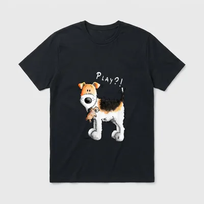 Verspielter Foxterrier Hunde Cartoon T-Shirt – Klassisches T-Shirt in Schwarz