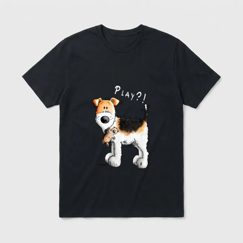 Verspielter Foxterrier Hunde Cartoon T-Shirt – Klassisches T-Shirt in Schwarz