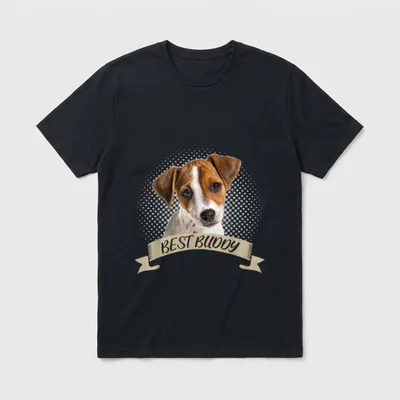 Jack Russel Terrier Best T-Shirt – Jack Russel Terrier Porträt mit Best Buddy Banner – Klassisches T-Shirt in Schwarz