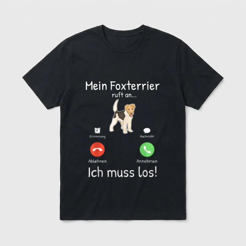 Mein Foxterrier ruft T-Shirt – Klassisches T-Shirt in Schwarz