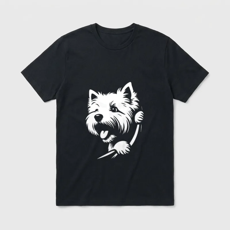 West Highland White Terrier spähender T-Shirt – Klassisches T-Shirt in Schwarz