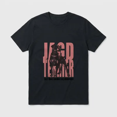 Deutsche Jagdterrier T Jagdhund T-Shirt – Grafik mit Jagdterrier und JAGD TERRIER Text – Klassisches T-Shirt in Schwarz