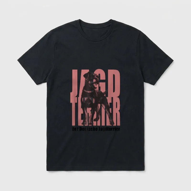 Deutsche Jagdterrier T Jagdhund T-Shirt – Grafik mit Jagdterrier und JAGD TERRIER Text – Klassisches T-Shirt in Schwarz