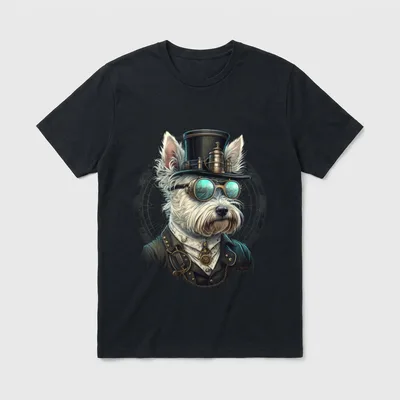 Westie Steampunk West Highland T-Shirt – Klassisches T-Shirt in Schwarz