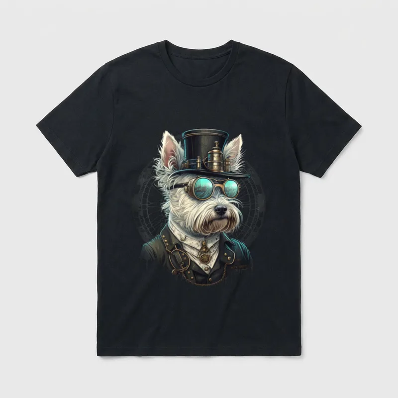 Westie Steampunk West Highland T-Shirt – Klassisches T-Shirt in Schwarz