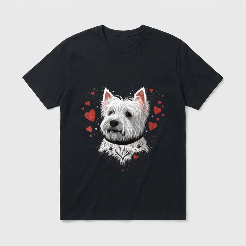 Westie Love Heart on West T-Shirt – Klassisches T-Shirt in Schwarz