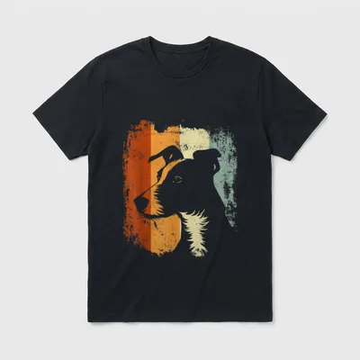 Retro Design Glatthaar Foxterrier T-Shirt – Klassisches T-Shirt in Schwarz