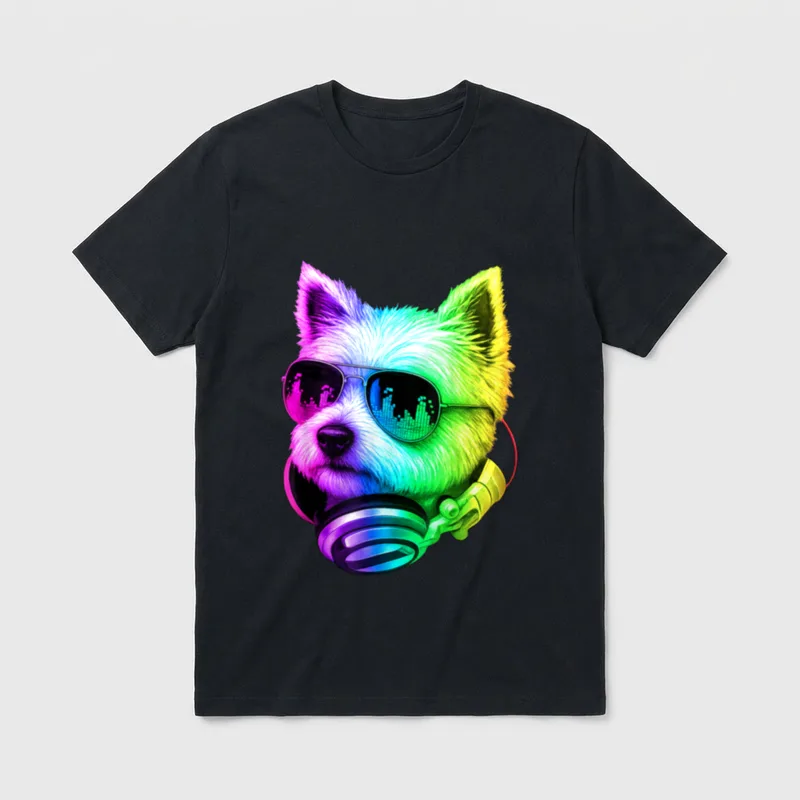 West Highland White Terrier DJ-Kopfhörer T-Shirt – Klassisches T-Shirt in Schwarz
