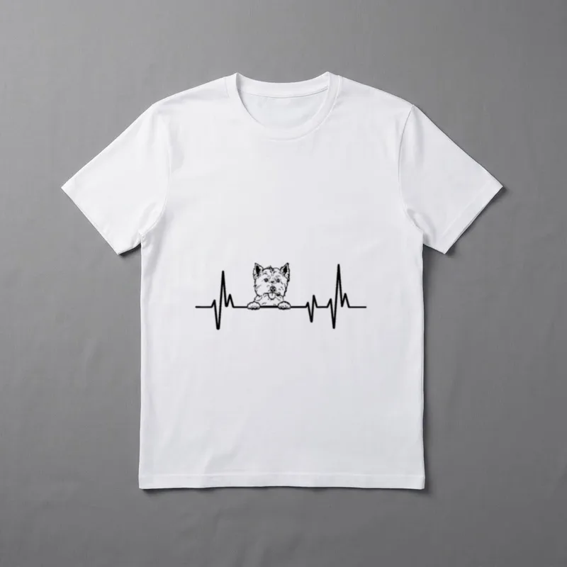 Heartbeat Herzschlag Design Hund West T-Shirt – Klassisches T-Shirt in Schwarz