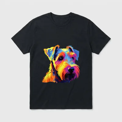 Wasserfarben Farbenfroher Welsh Terrier T-Shirt 0171 – Klassisches T-Shirt in Schwarz