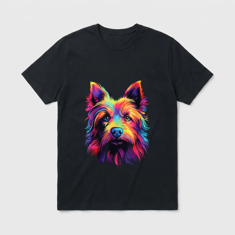 Wasserfarben Farbenfroher Australian Terrier T-Shirt – Klassisches T-Shirt in Schwarz