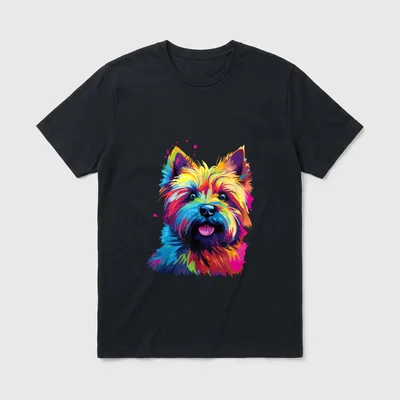 Wasserfarben Farbenfroher Cairn Terrier T-Shirt – Klassisches T-Shirt in Schwarz