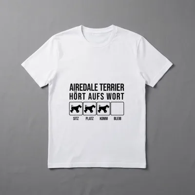 Airedale Terrier Hört aufs T-Shirt – Klassisches T-Shirt in Schwarz