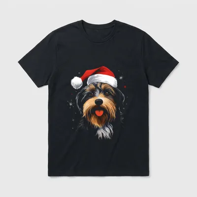 Tibet Terrier mit Weihnachts T-Shirt – Klassisches T-Shirt in Schwarz