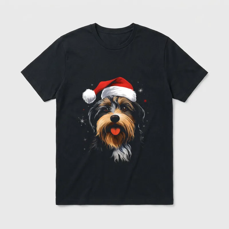 Tibet Terrier mit Weihnachts T-Shirt – Klassisches T-Shirt in Schwarz