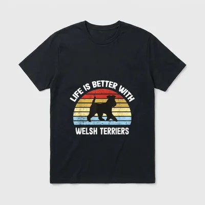 Retro Welsh Terrier Hundegeschenk T-Shirt – Klassisches T-Shirt in Schwarz