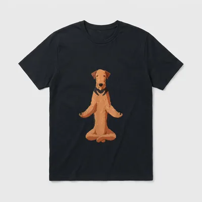 Lustiger Yoga Hund Airedale T-Shirt – Klassisches T-Shirt in Schwarz