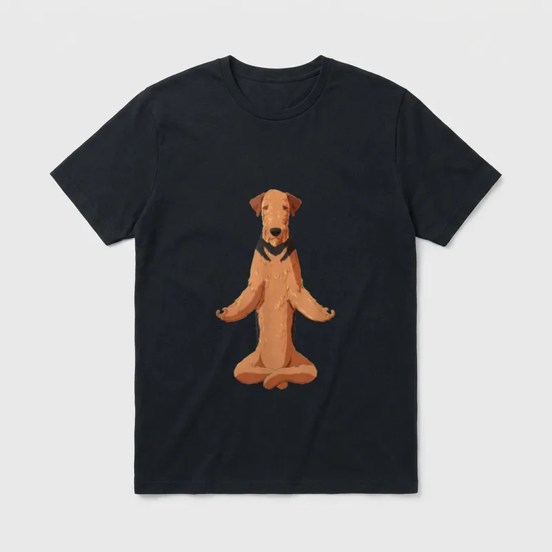 Lustiger Yoga Hund Airedale T-Shirt – Klassisches T-Shirt in Schwarz