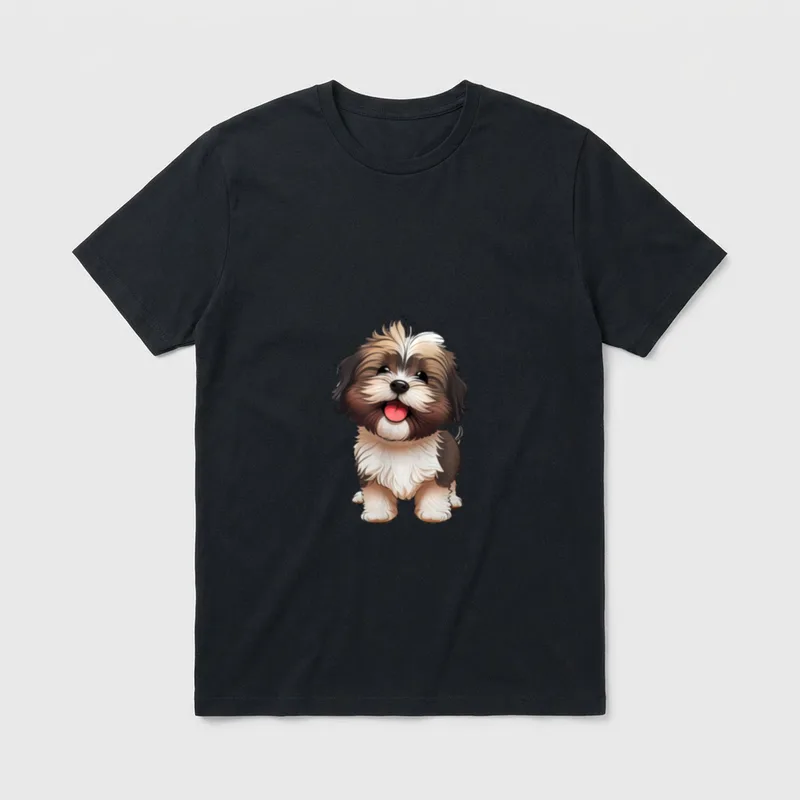 Hunde Tibet Terrier Hund T-Shirt 0229 – Klassisches T-Shirt in Schwarz
