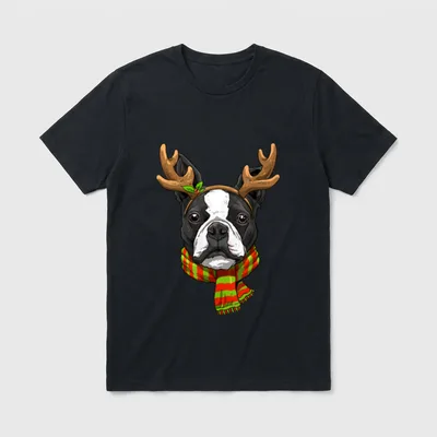 Boston Terrier Weihnachtsshirt Xmas T-Shirt – Klassisches T-Shirt in Schwarz