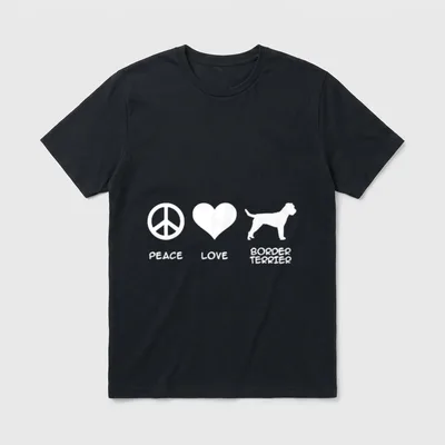 Peace Love Border Terrier T-Shirt – Klassisches T-Shirt in Schwarz