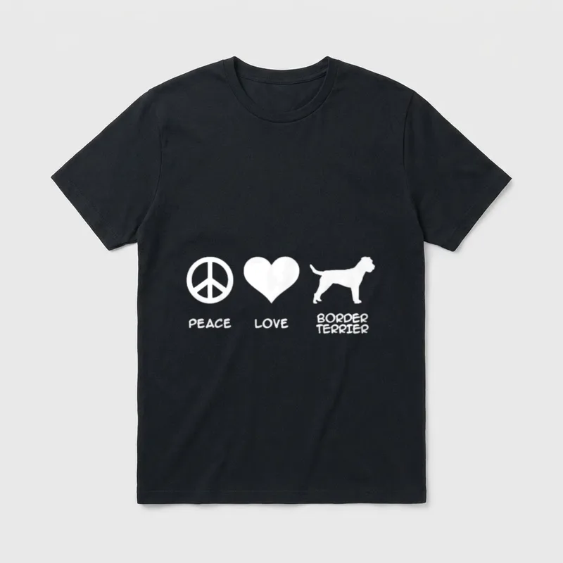 Peace Love Border Terrier T-Shirt – Klassisches T-Shirt in Schwarz