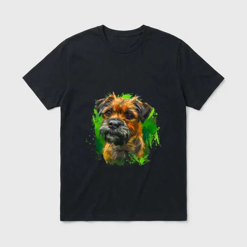 Künstlerischer Border Terrier T-Shirt – Klassisches T-Shirt in Schwarz