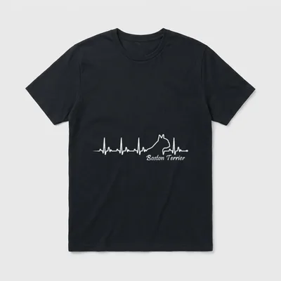 Boston Terrier Boston Terrier HeartBeat T-Shirt – Klassisches T-Shirt in Schwarz