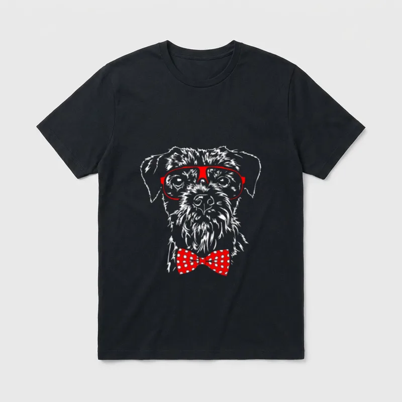 Lustiger Border Terrier Brille T-Shirt – Klassisches T-Shirt in Schwarz