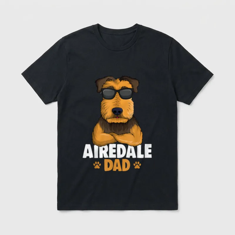 Airedale Terrier Papa Hunde T-Shirt – Klassisches T-Shirt in Schwarz