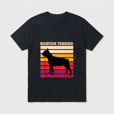 Boston Terrier Retro Hund T-Shirt – Klassisches T-Shirt in Schwarz