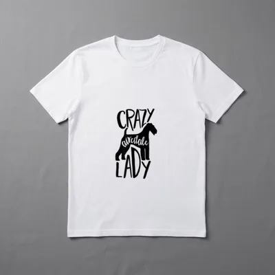 Crazy Airedale Lady ACF143a T-Shirt – Klassisches T-Shirt in Schwarz